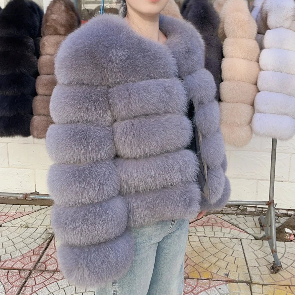 QUEENTINA Fox Fur Coat Real Winter Women'S Fashion Brown 2025 Leather And Skin Clothing Natural New In Coats & Jackets Outerwear - MAGUSTA BEAUTY