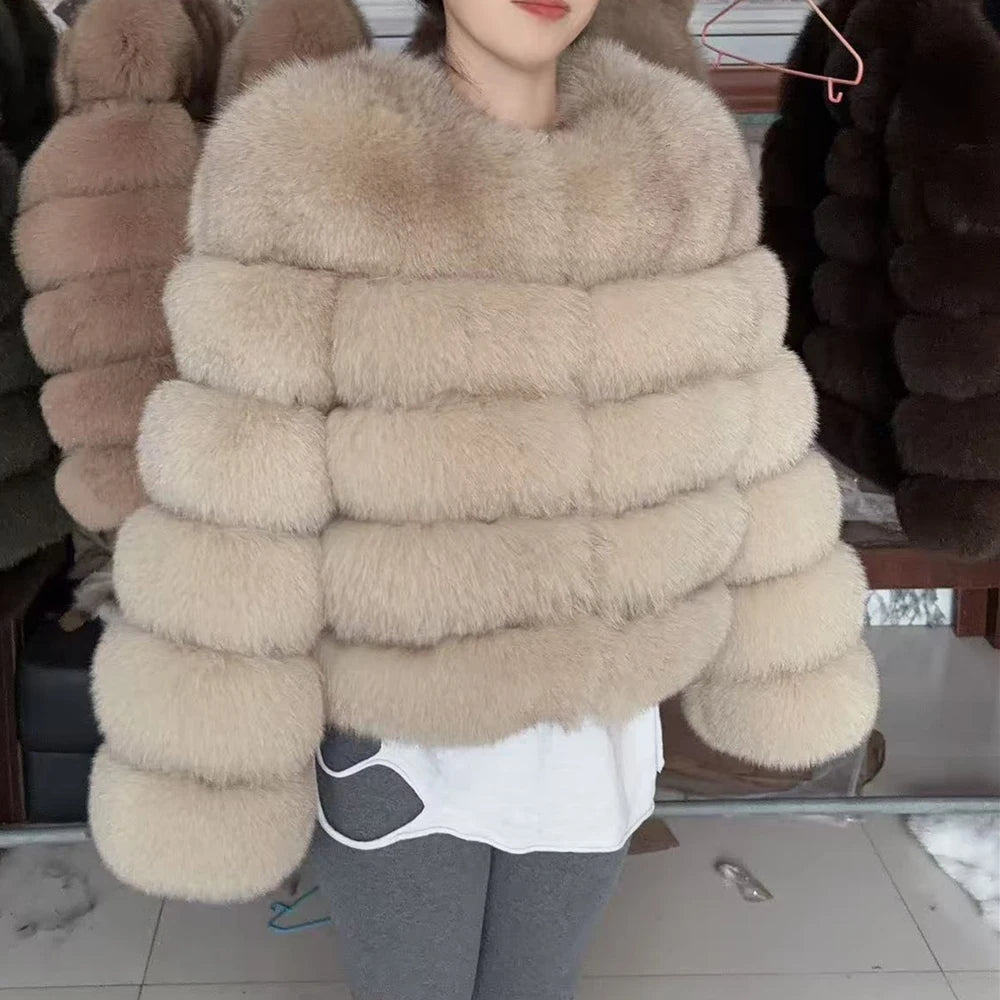 QUEENTINA Fox Fur Coat Real Winter Women'S Fashion Brown 2025 Leather And Skin Clothing Natural New In Coats & Jackets Outerwear - MAGUSTA BEAUTY
