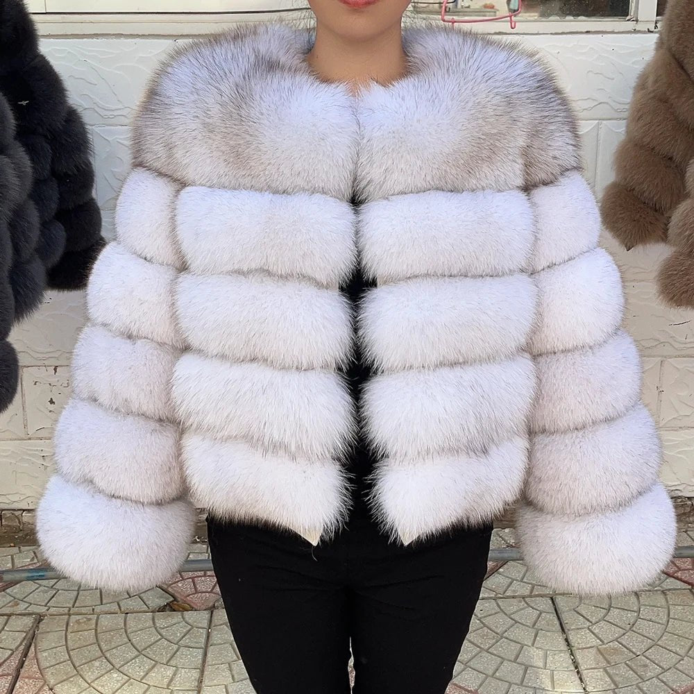 QUEENTINA Fox Fur Coat Real Winter Women'S Fashion Brown 2025 Leather And Skin Clothing Natural New In Coats & Jackets Outerwear - MAGUSTA BEAUTY