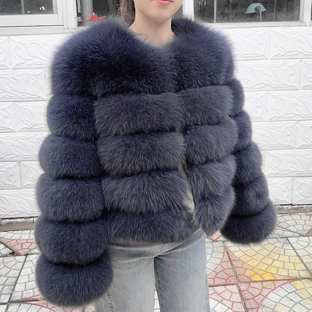 QUEENTINA Fox Fur Coat Real Winter Women'S Fashion Brown 2025 Leather And Skin Clothing Natural New In Coats & Jackets Outerwear - MAGUSTA BEAUTY