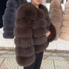 QUEENTINA Fox Fur Coat Real Winter Women'S Fashion Brown 2025 Leather And Skin Clothing Natural New In Coats & Jackets Outerwear - MAGUSTA BEAUTY