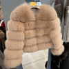 QUEENTINA Fox Fur Coat Real Winter Women'S Fashion Brown 2025 Leather And Skin Clothing Natural New In Coats & Jackets Outerwear - MAGUSTA BEAUTY