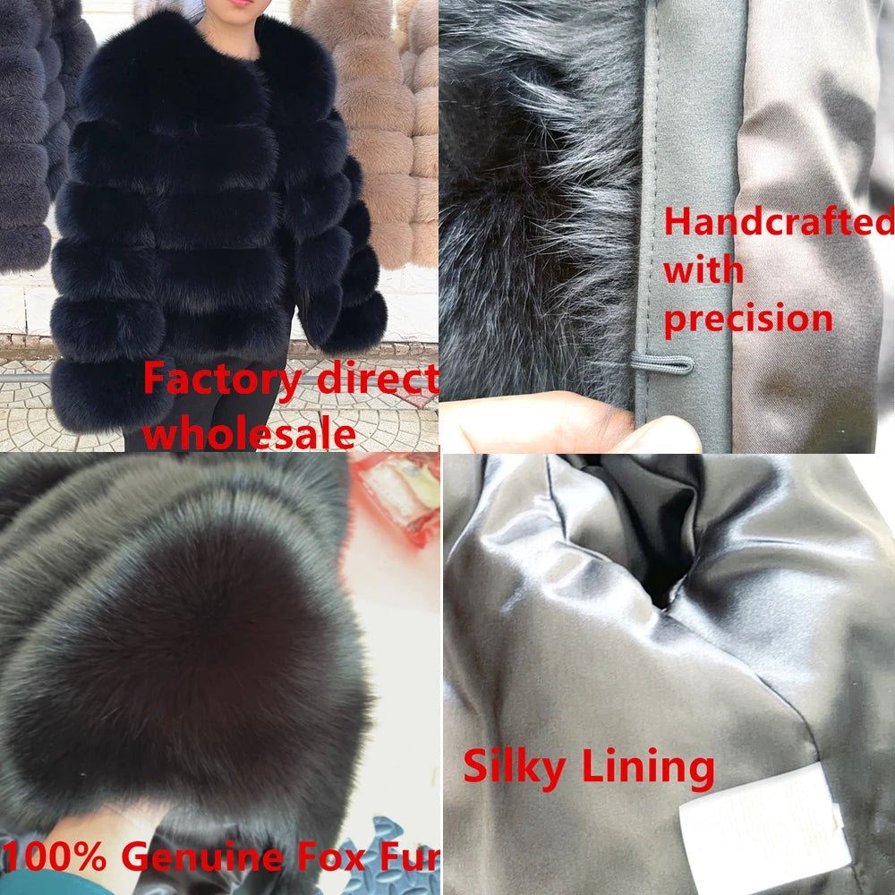 QUEENTINA Fox Fur Coat Real Winter Women'S Fashion Brown 2025 Leather And Skin Clothing Natural New In Coats & Jackets Outerwear - MAGUSTA BEAUTY