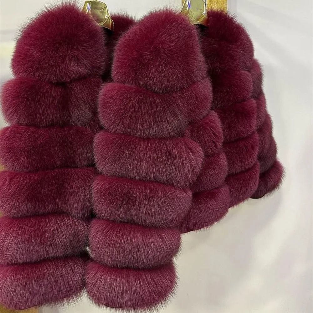 QUEENTINA Fox Fur Coat Real Winter Women'S Fashion Brown 2025 Leather And Skin Clothing Natural New In Coats & Jackets Outerwear - MAGUSTA BEAUTY