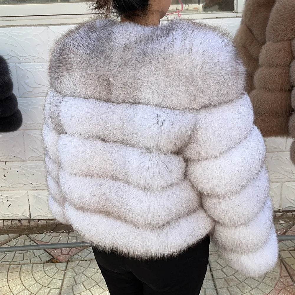QUEENTINA Fox Fur Coat Real Winter Women'S Fashion Brown 2025 Leather And Skin Clothing Natural New In Coats & Jackets Outerwear - MAGUSTA BEAUTY