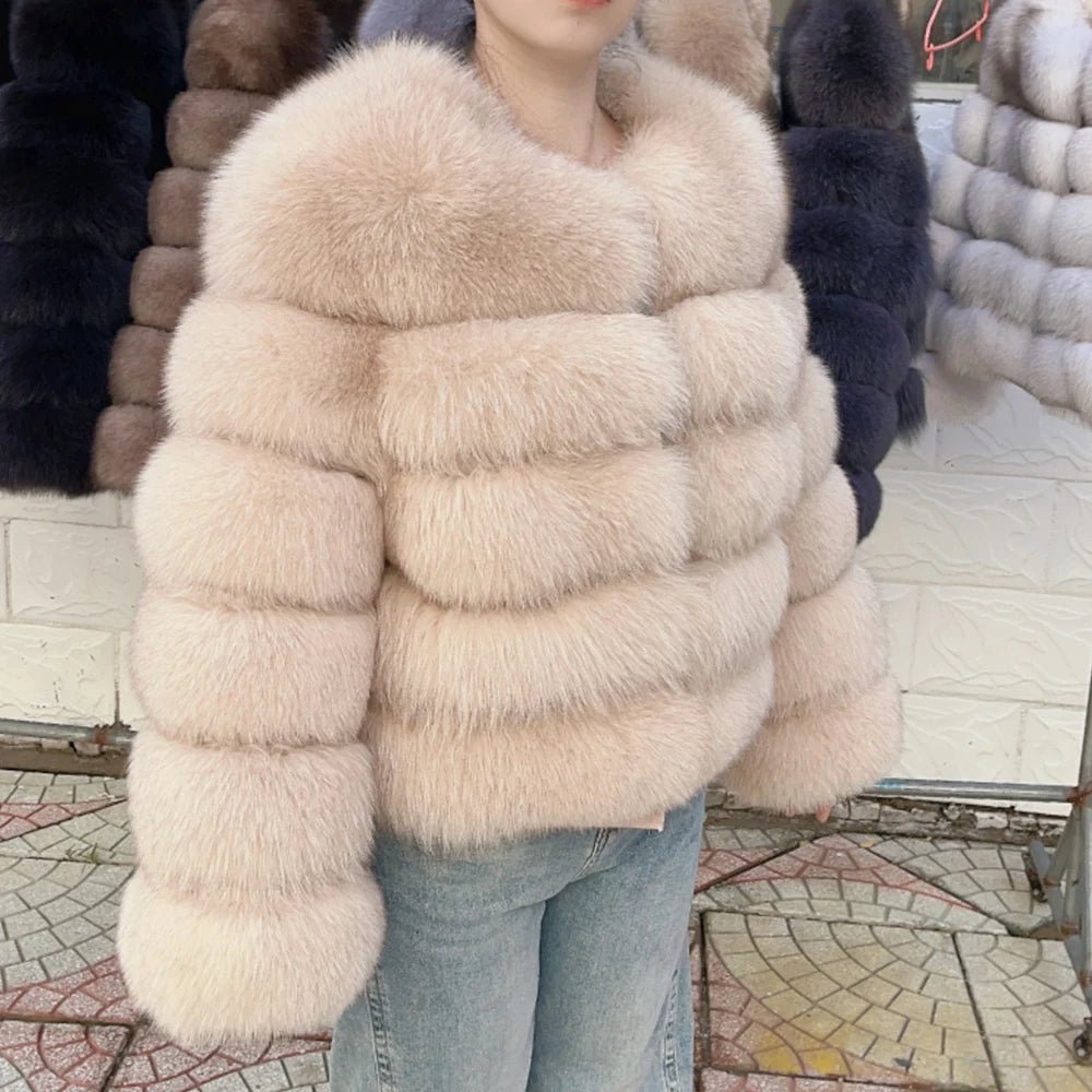 QUEENTINA Fox Fur Coat Real Winter Women'S Fashion Brown 2025 Leather And Skin Clothing Natural New In Coats & Jackets Outerwear - MAGUSTA BEAUTY