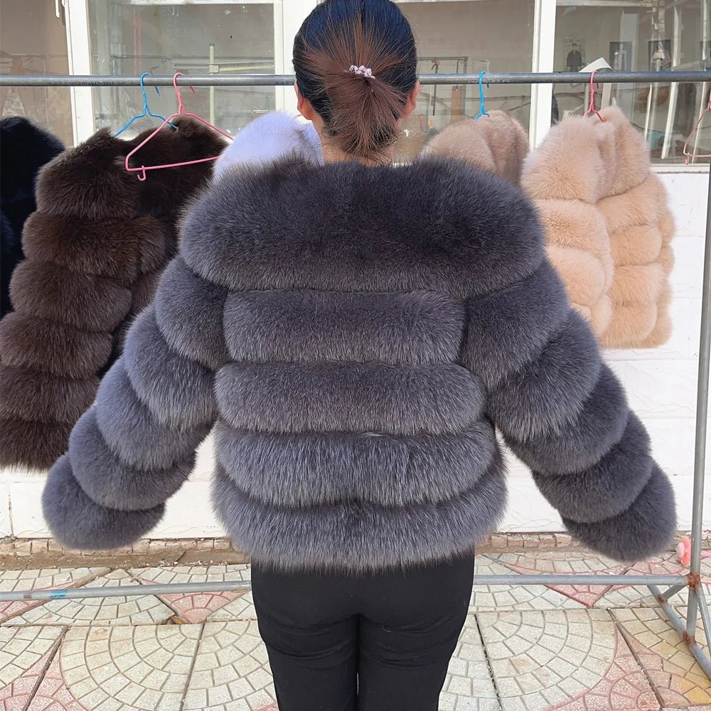 QUEENTINA Fox Fur Coat Real Winter Women'S Fashion Brown 2025 Leather And Skin Clothing Natural New In Coats & Jackets Outerwear - MAGUSTA BEAUTY
