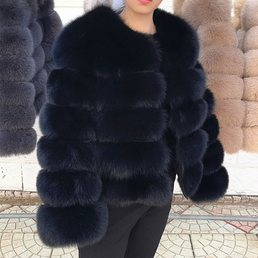 QUEENTINA Fox Fur Coat Real Winter Women'S Fashion Brown 2025 Leather And Skin Clothing Natural New In Coats & Jackets Outerwear - MAGUSTA BEAUTY