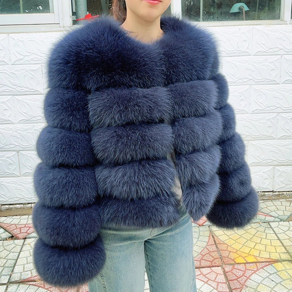 QUEENTINA Fox Fur Coat Real Winter Women'S Fashion Brown 2025 Leather And Skin Clothing Natural New In Coats & Jackets Outerwear - MAGUSTA BEAUTY
