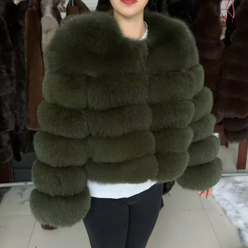 QUEENTINA Fox Fur Coat Real Winter Women'S Fashion Brown 2025 Leather And Skin Clothing Natural New In Coats & Jackets Outerwear - MAGUSTA BEAUTY