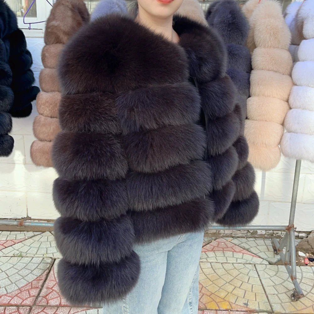 QUEENTINA Fox Fur Coat Real Winter Women'S Fashion Brown 2025 Leather And Skin Clothing Natural New In Coats & Jackets Outerwear - MAGUSTA BEAUTY
