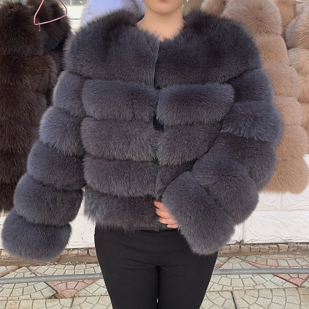 QUEENTINA Fox Fur Coat Real Winter Women'S Fashion Brown 2025 Leather And Skin Clothing Natural New In Coats & Jackets Outerwear - MAGUSTA BEAUTY