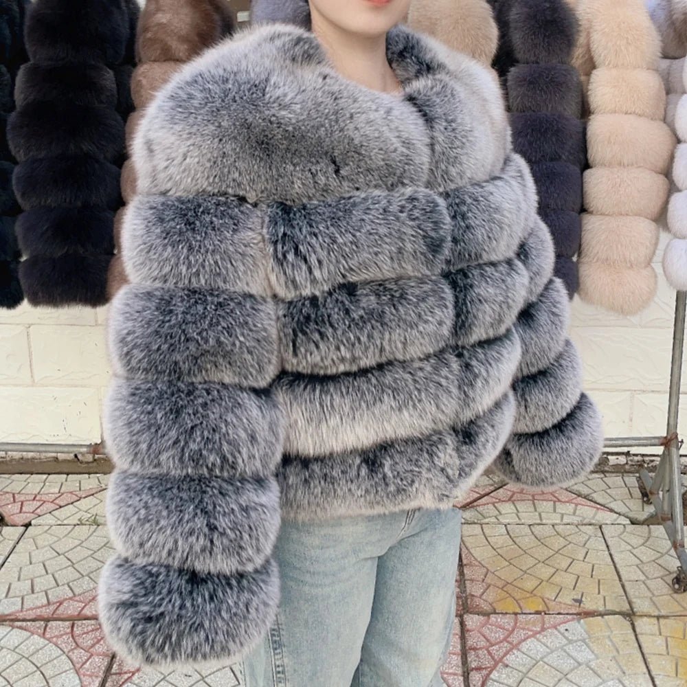 QUEENTINA Fox Fur Coat Real Winter Women'S Fashion Brown 2025 Leather And Skin Clothing Natural New In Coats & Jackets Outerwear - MAGUSTA BEAUTY