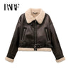 RARF 2024 New Woman's Fashion Thick Warm Faux Shearling Jacket Coat Vintage Long Sleeve Belt Hem Female Outerw - MAGUSTA BEAUTY