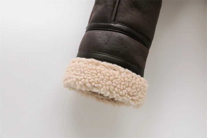 RARF 2024 New Woman's Fashion Thick Warm Faux Shearling Jacket Coat Vintage Long Sleeve Belt Hem Female Outerw - MAGUSTA BEAUTY