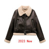 RARF 2024 New Woman's Fashion Thick Warm Faux Shearling Jacket Coat Vintage Long Sleeve Belt Hem Female Outerw - MAGUSTA BEAUTY