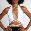 Red Bandage Sexy Y2K Halter Cross Wrap Deep V Neck Crop Tops Women Backless Camis Female Sleeveless Cropped 2023 Summer New Tank - MAGUSTA BEAUTY