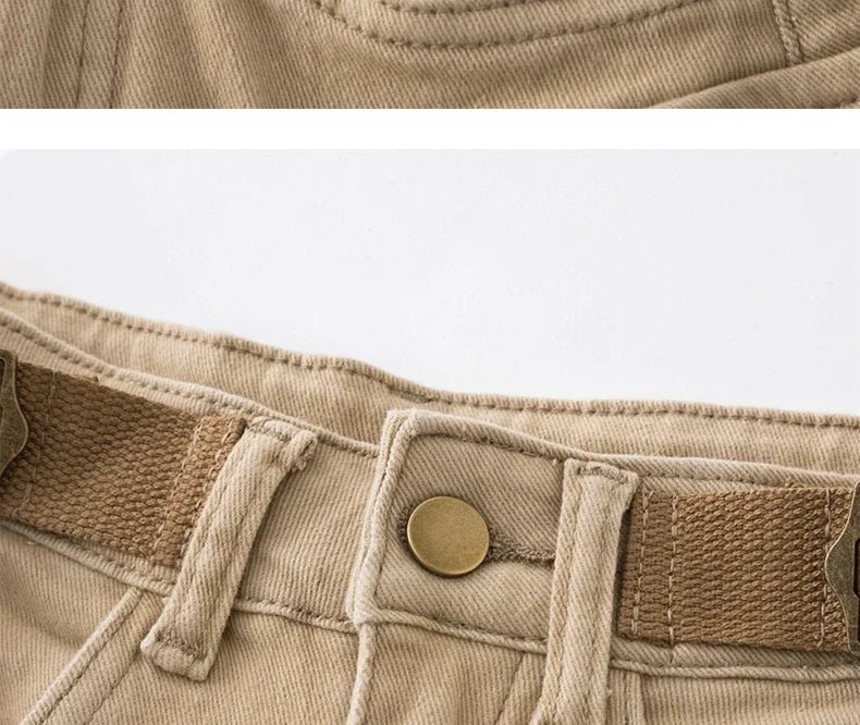Retro Army Green Work Wear Denim Shorts New Summer Cool Girl Chic Belt Pocket Design High Waist Dance Ultra Short Hot Pants - MAGUSTA BEAUTY