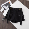 Retro Army Green Work Wear Denim Shorts New Summer Cool Girl Chic Belt Pocket Design High Waist Dance Ultra Short Hot Pants - MAGUSTA BEAUTY