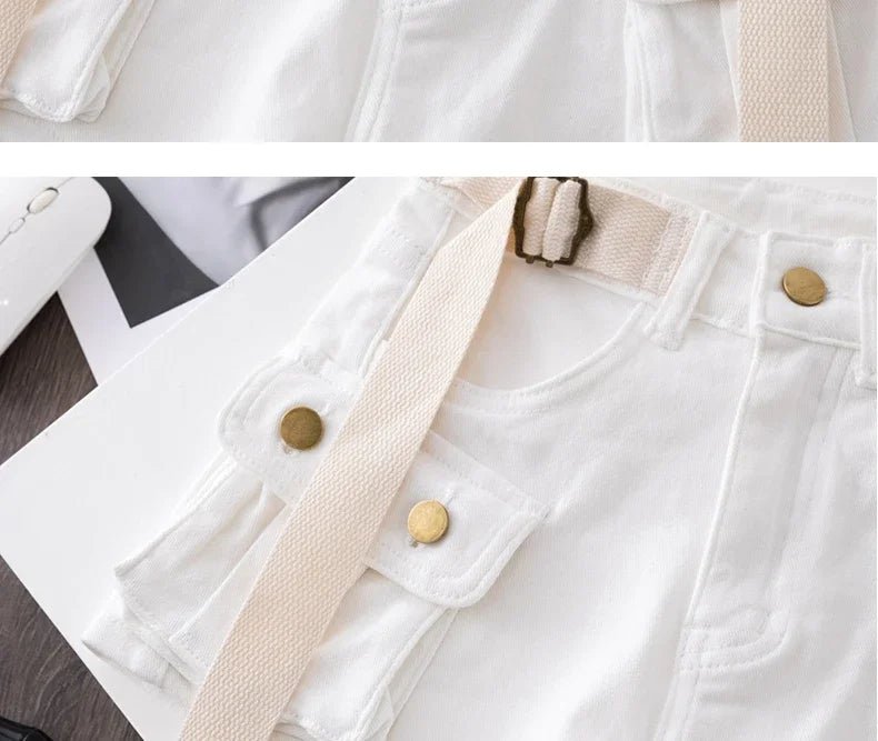 Retro Army Green Work Wear Denim Shorts New Summer Cool Girl Chic Belt Pocket Design High Waist Dance Ultra Short Hot Pants - MAGUSTA BEAUTY