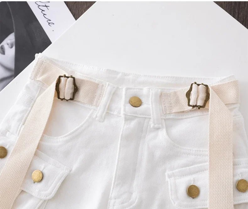 Retro Army Green Work Wear Denim Shorts New Summer Cool Girl Chic Belt Pocket Design High Waist Dance Ultra Short Hot Pants - MAGUSTA BEAUTY