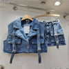 Retro Denim Sexy Two Piece Set Women Cargo Skirt Outfits 2026 Fashion Ladies Pockets Buckle Cropped Jackets and Mini Skirts Suit - MAGUSTA BEAUTY
