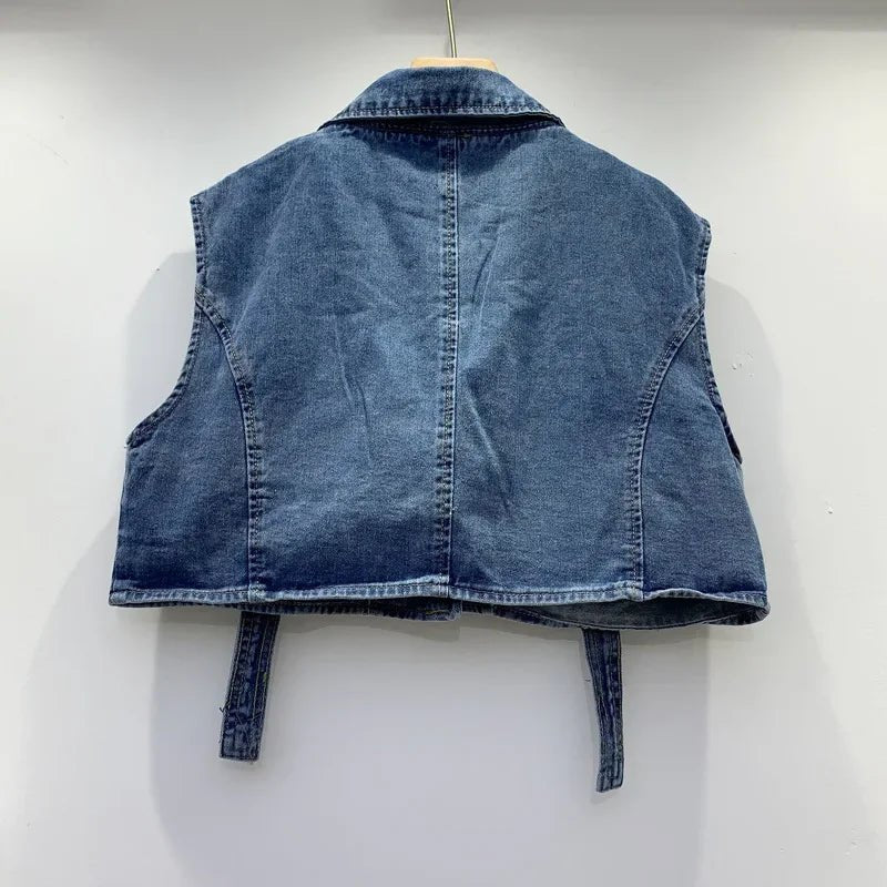 Retro Denim Sexy Two Piece Set Women Cargo Skirt Outfits 2026 Fashion Ladies Pockets Buckle Cropped Jackets and Mini Skirts Suit - MAGUSTA BEAUTY