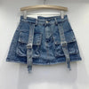 Retro Denim Sexy Two Piece Set Women Cargo Skirt Outfits 2026 Fashion Ladies Pockets Buckle Cropped Jackets and Mini Skirts Suit - MAGUSTA BEAUTY