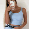 Ruched Sleeveless Tank Tops Tees Women Solid Casual Fashion Crop Top Ladies High Street Tie Up Croptop Summer Fitness - MAGUSTA BEAUTY
