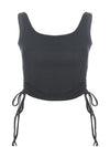 Ruched Sleeveless Tank Tops Tees Women Solid Casual Fashion Crop Top Ladies High Street Tie Up Croptop Summer Fitness - MAGUSTA BEAUTY