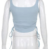 Ruched Sleeveless Tank Tops Tees Women Solid Casual Fashion Crop Top Ladies High Street Tie Up Croptop Summer Fitness - MAGUSTA BEAUTY