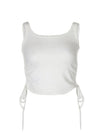 Ruched Sleeveless Tank Tops Tees Women Solid Casual Fashion Crop Top Ladies High Street Tie Up Croptop Summer Fitness - MAGUSTA BEAUTY