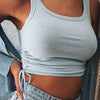 Ruched Sleeveless Tank Tops Tees Women Solid Casual Fashion Crop Top Ladies High Street Tie Up Croptop Summer Fitness - MAGUSTA BEAUTY