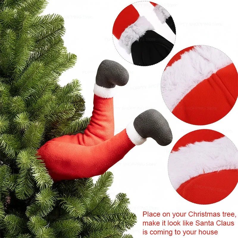 Santa Claus Legs Hanging, Christmas Tree Plush Decor, Santa Claus Elf Leg Christmas Decorations for Xmas Hanging Ornaments - MAGUSTA BEAUTY