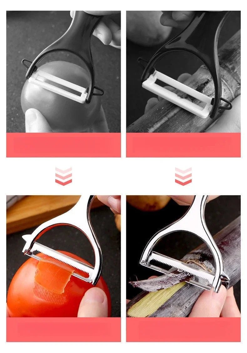 Serrated Blade/Flat Edge Peeler Potato Peeler Slicer Knife Watermelon/Melon Grater Kitchen Multi - Purpose Tool - MAGUSTA BEAUTY