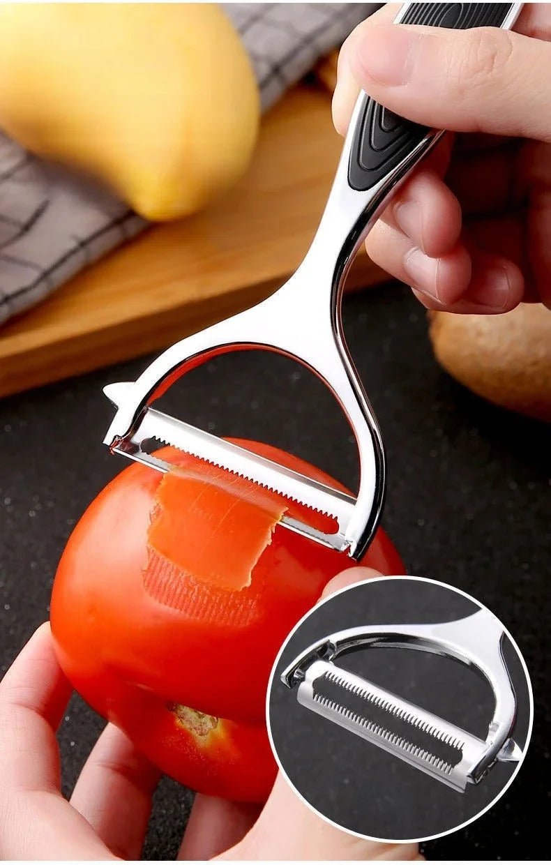 Serrated Blade/Flat Edge Peeler Potato Peeler Slicer Knife Watermelon/Melon Grater Kitchen Multi - Purpose Tool - MAGUSTA BEAUTY
