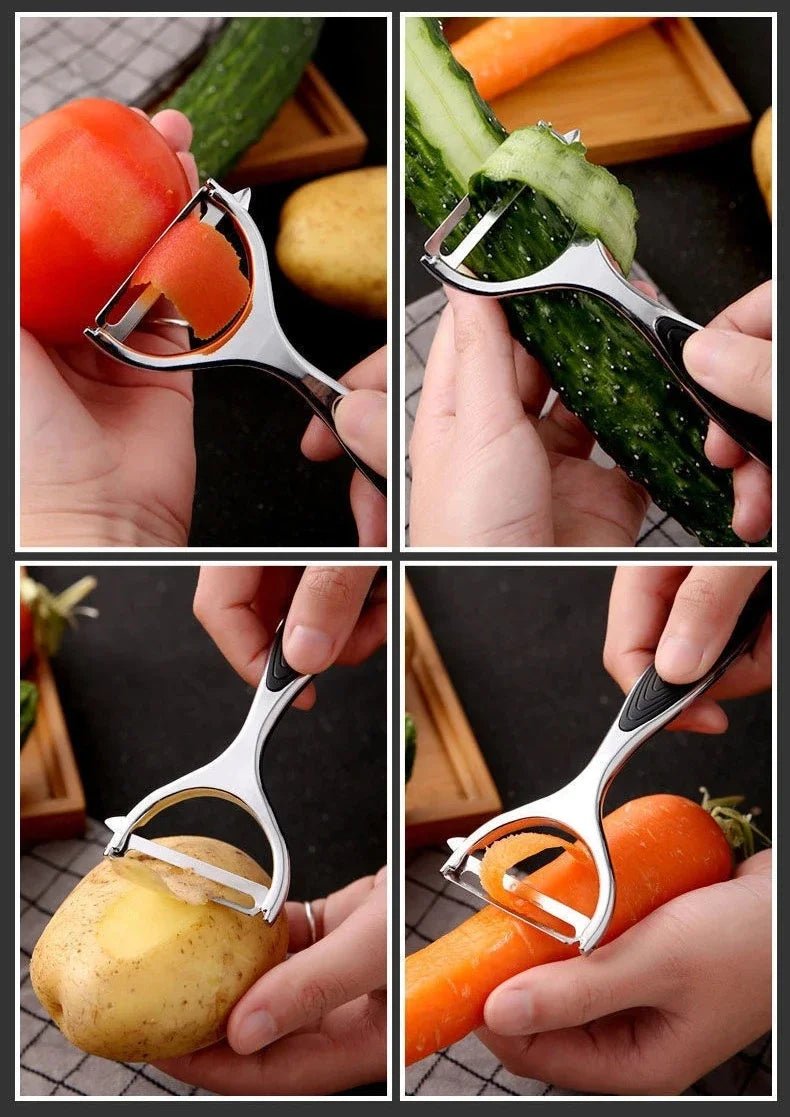 Serrated Blade/Flat Edge Peeler Potato Peeler Slicer Knife Watermelon/Melon Grater Kitchen Multi - Purpose Tool - MAGUSTA BEAUTY