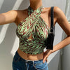 Sexy Abstract Ripple Cross Bandage Halter Crop Tops Women Backless Camisole Fashion Tube Top Female Sleeveless Cropped Vest - MAGUSTA BEAUTY