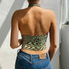 Sexy Abstract Ripple Cross Bandage Halter Crop Tops Women Backless Camisole Fashion Tube Top Female Sleeveless Cropped Vest - MAGUSTA BEAUTY