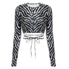 Sexy Backless Lace ups Pullover Tees Women Autumn Black O-neck Slim Longsleeve Short T-Shirt - MAGUSTA BEAUTY