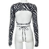 Sexy Backless Lace ups Pullover Tees Women Autumn Black O-neck Slim Longsleeve Short T-Shirt - MAGUSTA BEAUTY
