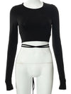 Sexy Backless Lace ups Pullover Tees Women Autumn Black O-neck Slim Longsleeve Short T-Shirt - MAGUSTA BEAUTY