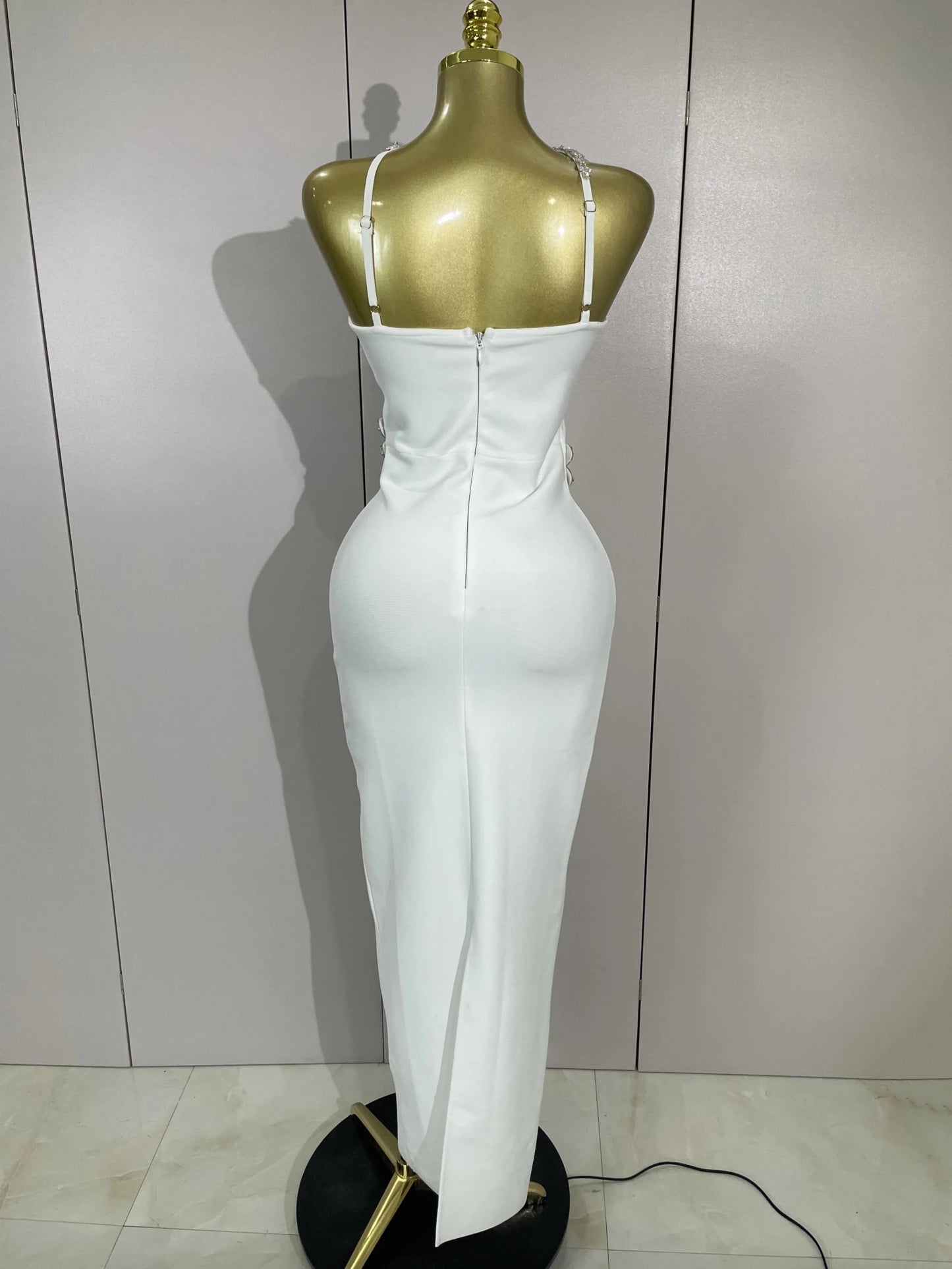 Sexy Backless Sparkly Crystal Diamonds White Bodycon Bandage Dress Women Celebrity Elegant Evening Club Party Birthday Dresses - MAGUSTA BEAUTY