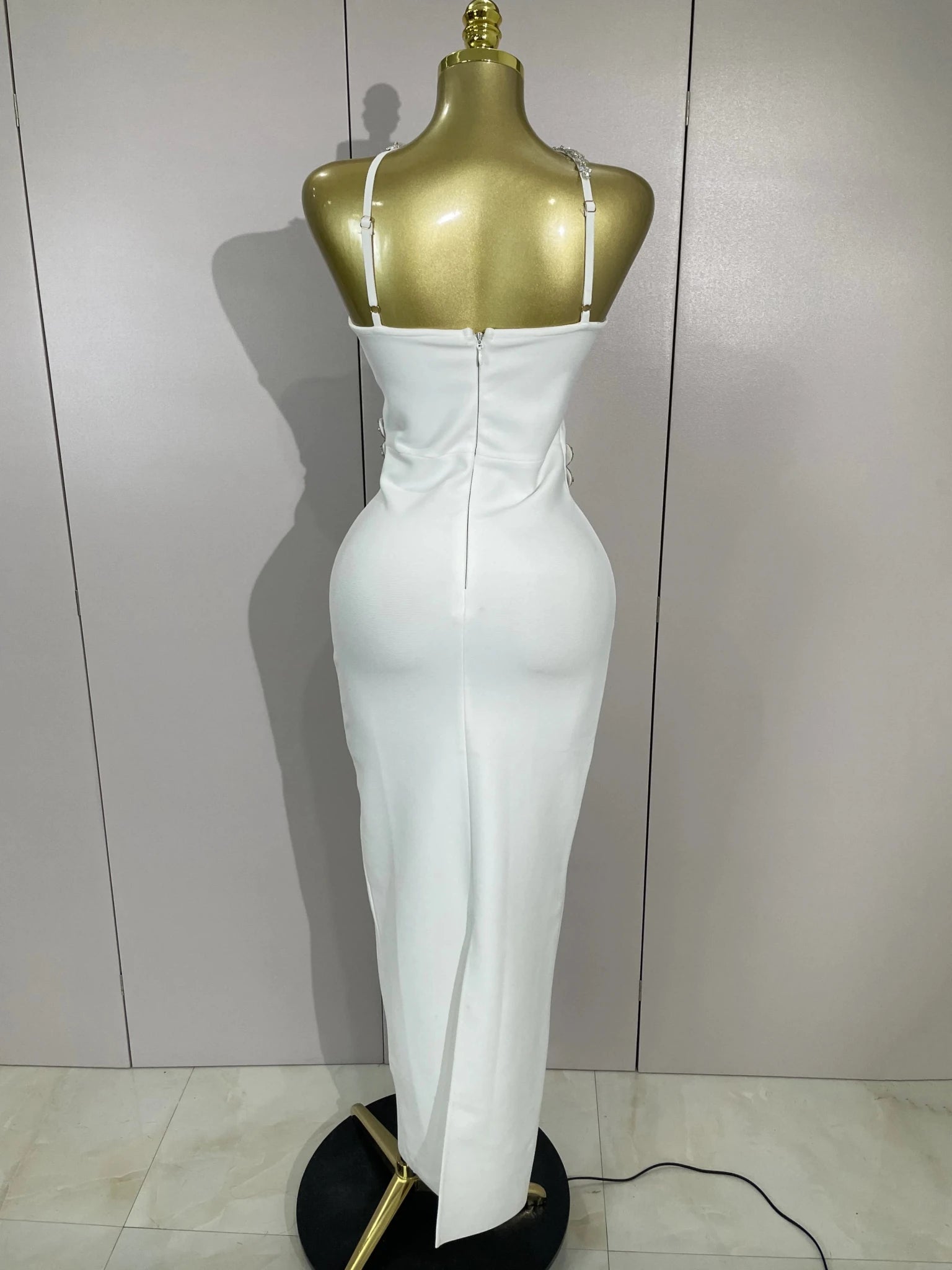 Sexy Backless Sparkly Crystal Diamonds White Bodycon Bandage Dress Women Celebrity Elegant Evening Club Party Birthday Dresses - MAGUSTA BEAUTY