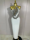 Sexy Backless Sparkly Crystal Diamonds White Bodycon Bandage Dress Women Celebrity Elegant Evening Club Party Birthday Dresses - MAGUSTA BEAUTY
