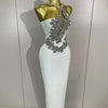 Sexy Backless Sparkly Crystal Diamonds White Bodycon Bandage Dress Women Celebrity Elegant Evening Club Party Birthday Dresses - MAGUSTA BEAUTY