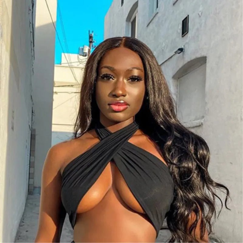 Sexy Cross Halter Corset Tank Tops Y2K Fashion Black Hollow Out Camis Women Tube Tops Backless Slim Crop Top 2024 Woman Clothing - MAGUSTA BEAUTY