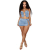 Sexy Denim Strapless Top Sleeveless Hollow Out Two Piece Sets Women Crop Tops Mini Skirt Cowboy Outfits Streetwear Skirts Suits - MAGUSTA BEAUTY