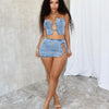 Sexy Denim Strapless Top Sleeveless Hollow Out Two Piece Sets Women Crop Tops Mini Skirt Cowboy Outfits Streetwear Skirts Suits - MAGUSTA BEAUTY