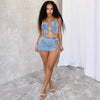 Sexy Denim Strapless Top Sleeveless Hollow Out Two Piece Sets Women Crop Tops Mini Skirt Cowboy Outfits Streetwear Skirts Suits - MAGUSTA BEAUTY